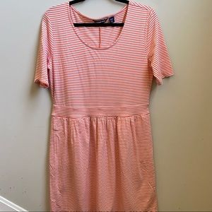 Ladies‎ Land’s End medium petite summer t shirt dress stripes shirt sleeves